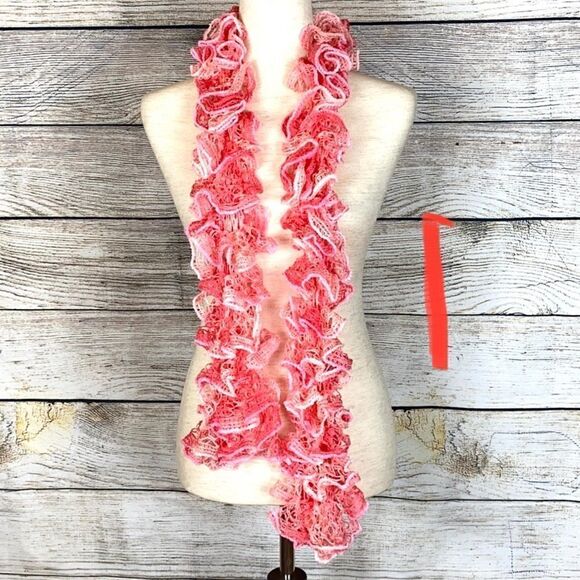 NEW Handmade knit ruffle scarf. - Picture 2 of 14